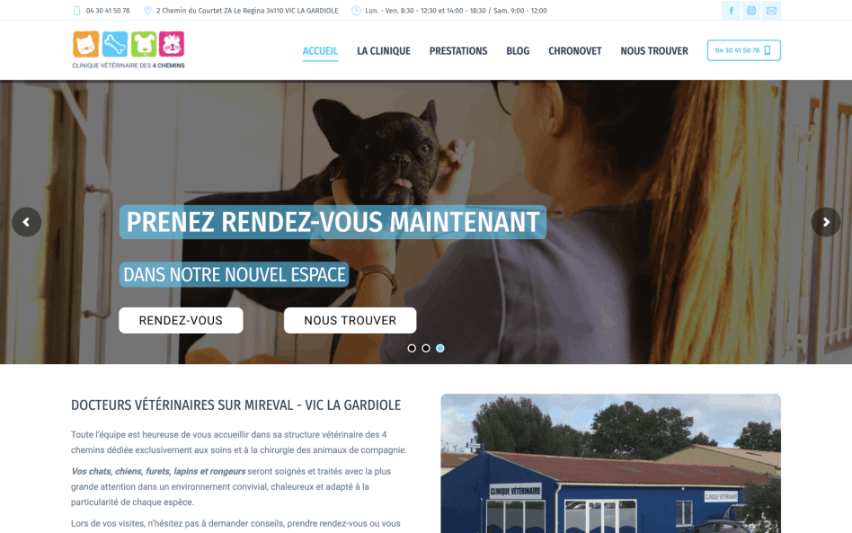 Site internet : Clinique Vétérinaire 4 Chemins